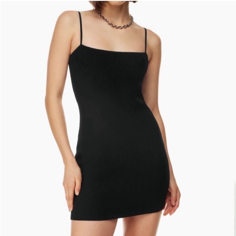 Babaton | Aritzia Sculpt Knit Black Ribbed Mini Dress Women’s Size X-Large